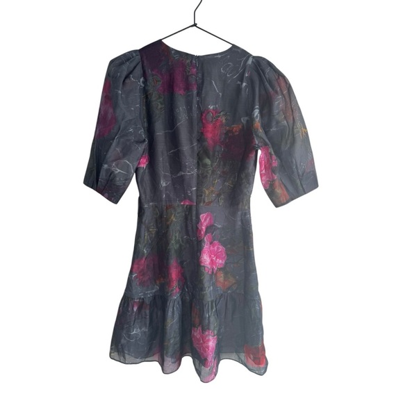 Ted Baker Tatya Puff Floral Sleeve Mini Dress 0 Black - Picture 4 of 10